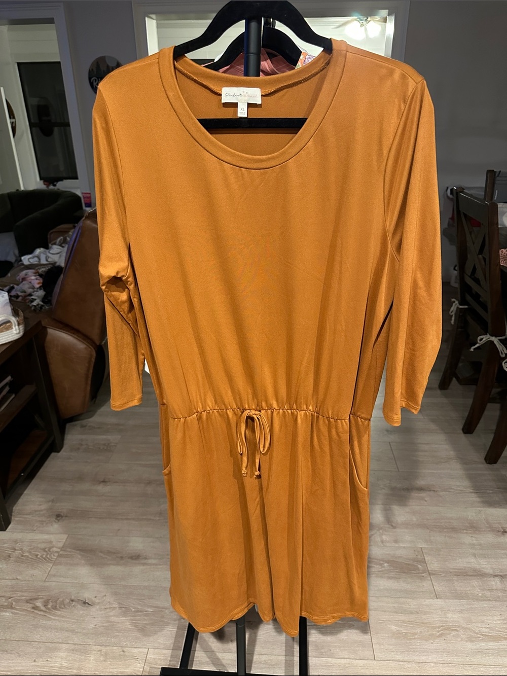 Everyday Drawstring Midi Dress in Mustard by Perfect Peach